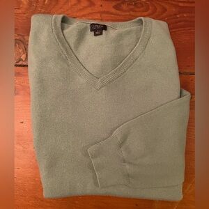 J. Crew cashmere & cotton sea foam v-neck large